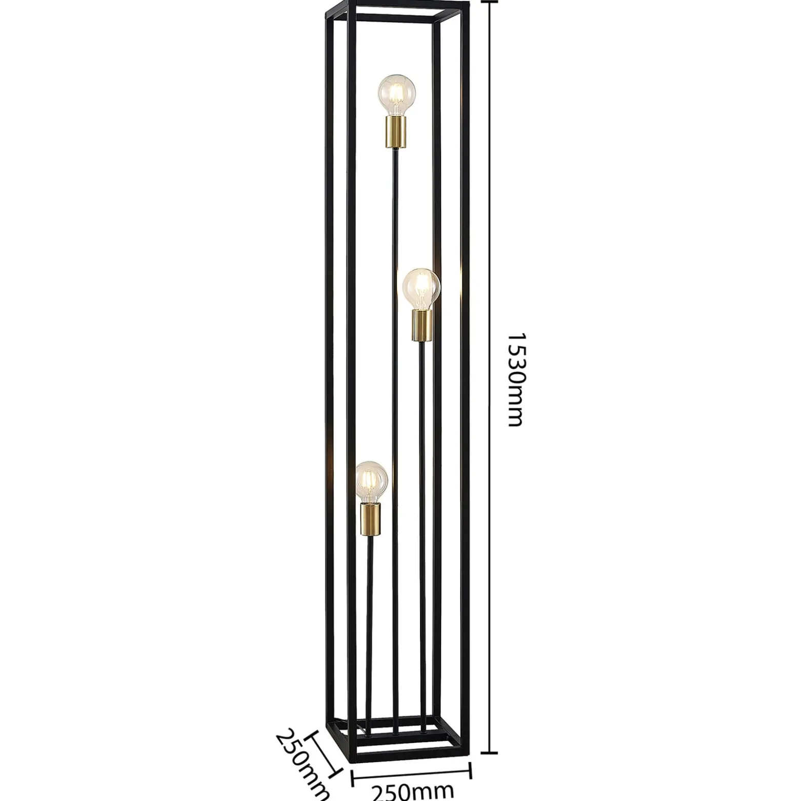 Lindby lattiavalaisin Tiliane, musta, metalli, 3-valo, 153cm