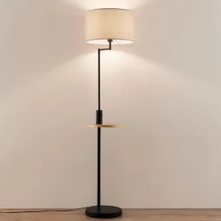 Lindby lattiavalaisin Zinia, musta, hylly, USB-liitäntä