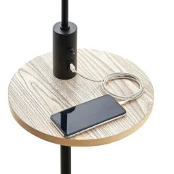 Lindby lattiavalaisin Zinia, musta, hylly, USB-liitäntä