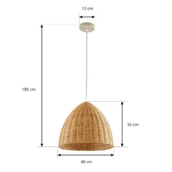 Lindby Laverne -riippuvalaisin, halkaisija 40 cm, rottinki, E27