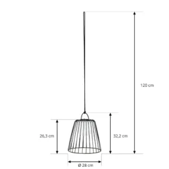 Lindby LED-akkukäyttöinen ulkoriippuvalaisin Levino, musta, metalli