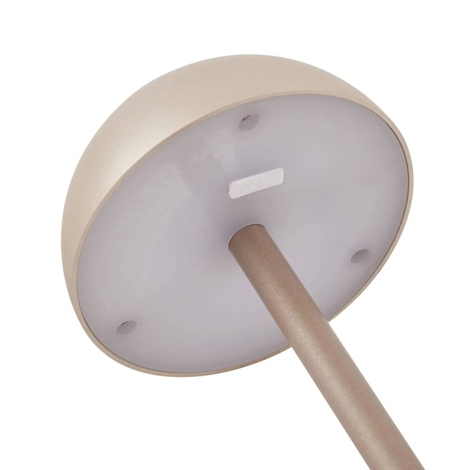 Lindby LED-akku-pöytälamppu Pippin, kulta/travertiini, IP44