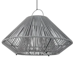 Lindby LED-aurinkokäyttöinen riippuvalaisin Austas, harmaa, Ø 50 cm, USB, IP54