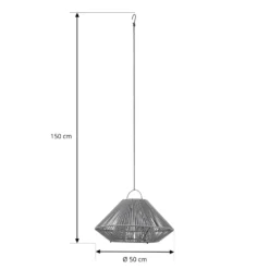 Lindby LED-aurinkokäyttöinen riippuvalaisin Austas, harmaa, Ø 50 cm, USB, IP54