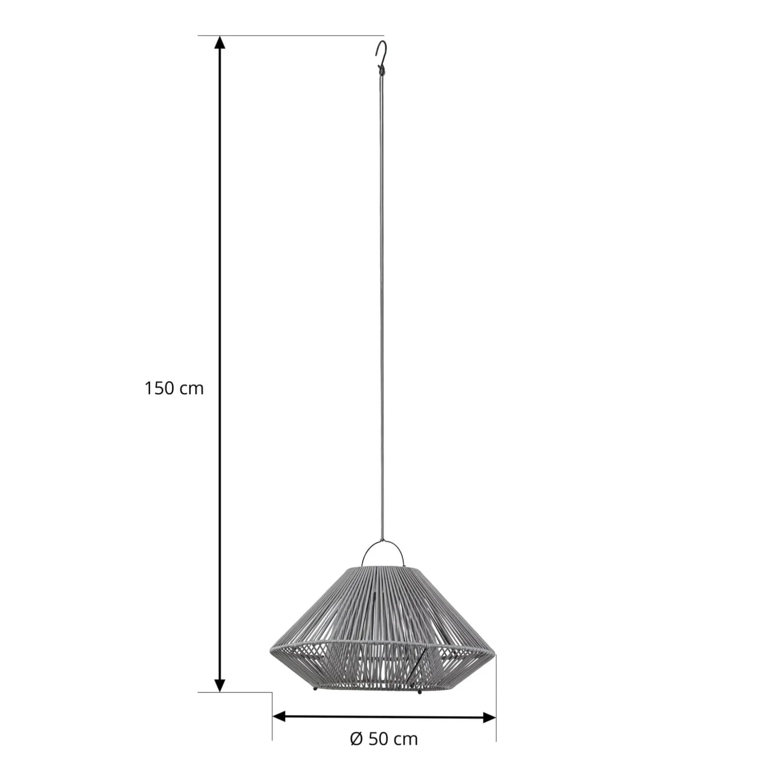 Lindby LED-aurinkokäyttöinen riippuvalaisin Austas, harmaa, Ø 50 cm, USB, IP54