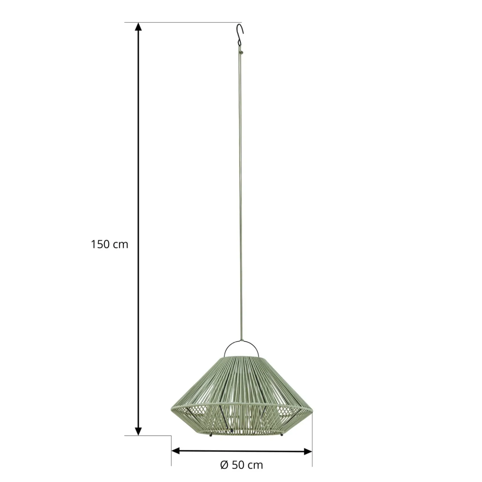 Lindby LED-aurinkokäyttöinen riippuvalaisin Austas, vihreä, Ø 50 cm, USB, IP54