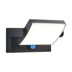 Lindby LED-aurinkokäyttöinen seinävalaisin Sherin, antrasiitti, liiketunnistin,