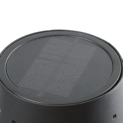 Lindby LED aurinko lattiavalaisin Hilario, musta, rauta, ladattava akku