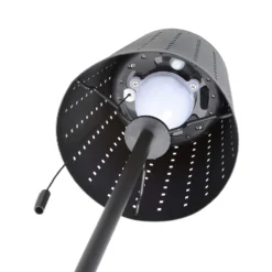 Lindby LED aurinko lattiavalaisin Hilario, musta, rauta, ladattava akku