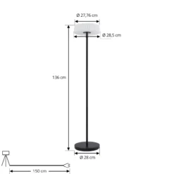 Lindby LED-aurinkolattiavalaisin Samine, musta, metalli, himmennettävä