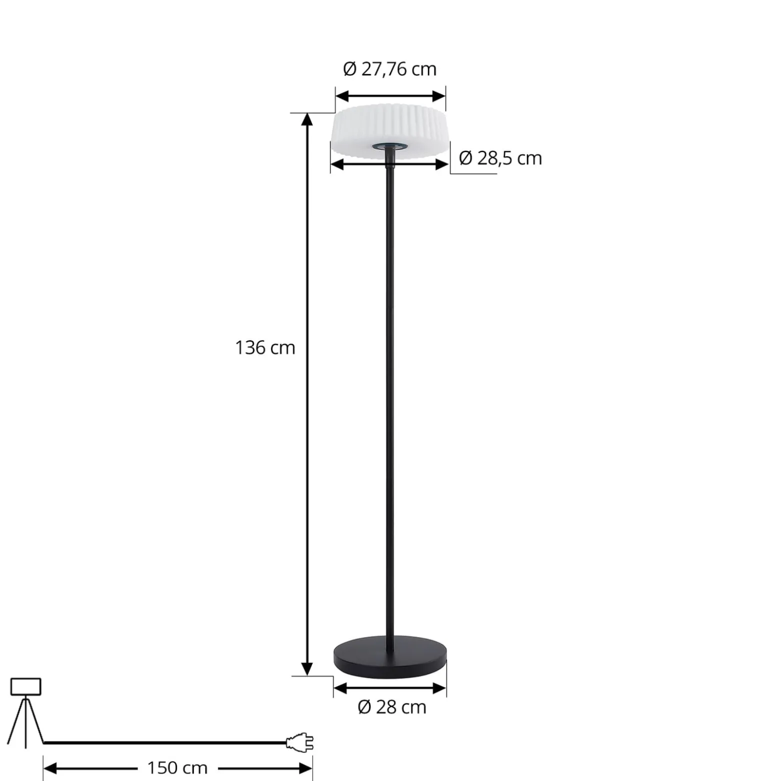 Lindby LED-aurinkolattiavalaisin Samine, musta, metalli, himmennettävä