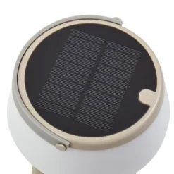 Lindby LED-aurinkopöytävalaisin Mikkel, beige, himmennettävä, 7 cm