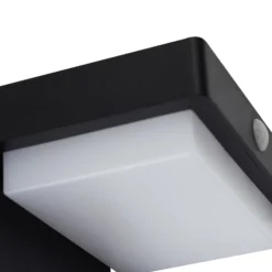 Lindby LED-aurinkoseinävalaisin Eleazar, musta, anturi, himmennettävä