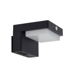 Lindby LED-aurinkoseinävalaisin Eleazar, musta, anturi, himmennettävä