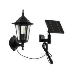 Lindby LED-aurinkoseinävalaisin Sayata, musta, alumiini, lyhty
