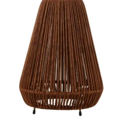 Lindby LED-aurinkovalaisin Amaria, rottinki, tumma, Ø 27 cm