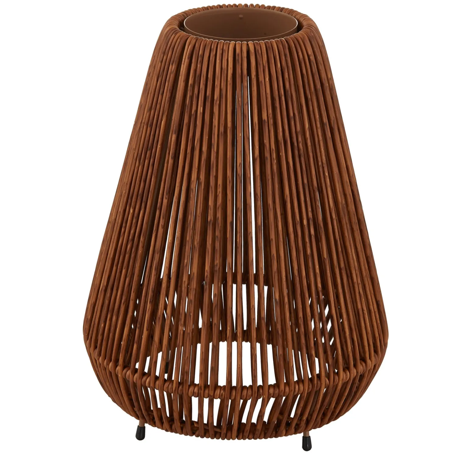 Lindby LED-aurinkovalaisin Amaria, rottinki, tumma, Ø 27 cm