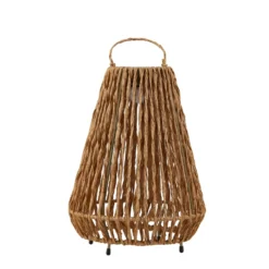 Lindby LED-aurinkovalaisin Amaria, rottinki, valaisin, Ø 27 cm