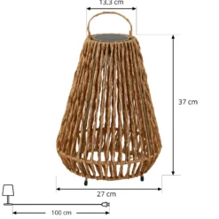 Lindby LED-aurinkovalaisin Amaria, rottinki, valaisin, Ø 27 cm