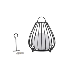 Lindby LED-aurinkovalaisin Kelda, musta, metalli, 38cm, himmeä.
