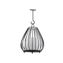 Lindby LED-aurinkovalaisin Kelda, musta, metalli, 38cm, himmeä.