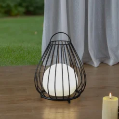 Lindby LED-aurinkovalaisin Kelda, musta, metalli, 38cm, himmeä.