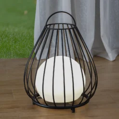 Lindby LED-aurinkovalaisin Kelda, musta, metalli, 38cm, himmeä.