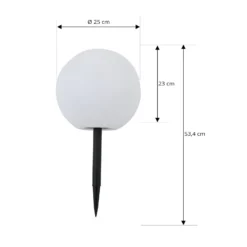 Lindby LED-aurinkovalaisin Lago, Ø 25 cm, maapallo, maapiikki, valkoinen