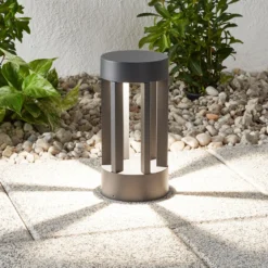 Lindby LED-jalustavalaisin Jordis, 22 cm, antrasiitti, alumiini