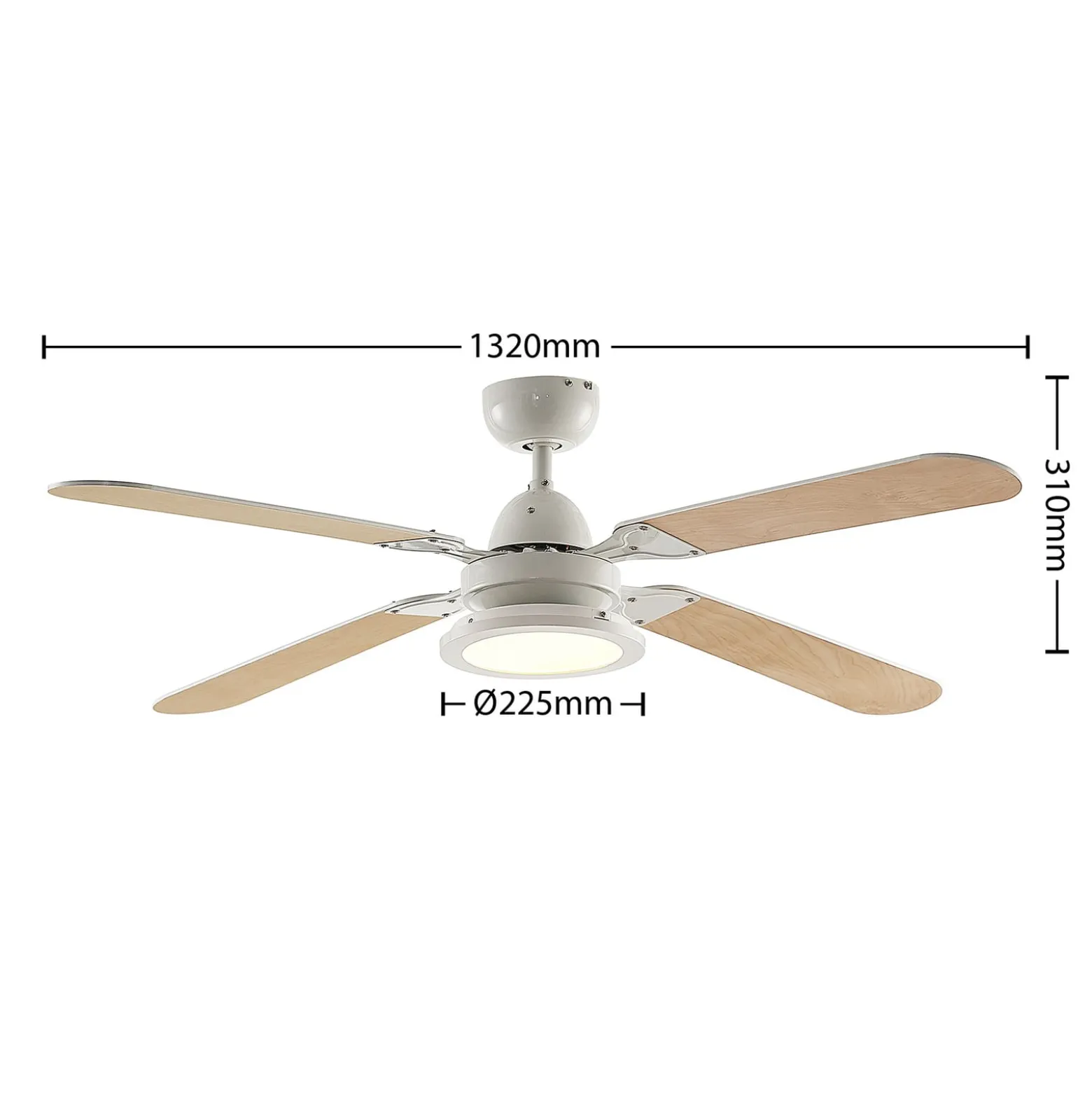 Lindby LED-kattotuuletin Tedric, valkoinen, hiljainen, Ø 133 cm