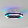 Lindby LED-kattotuuletin Teleo, Ø48 cm, musta, DC, Tuya