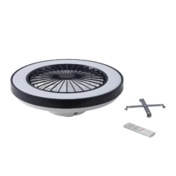 Lindby LED-kattotuuletin Teleo, Ø48 cm, musta, DC, Tuya