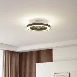 Lindby LED-kattotuuletin Teleo, Ø48 cm, musta, DC, Tuya