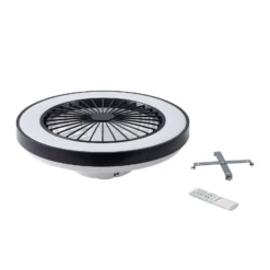 Lindby LED-kattotuuletin Teleo, Ø48 cm, musta, DC, Tuya