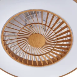 Lindby LED-kattotuuletin Teleo, Ø 58 cm, puunvärinen, CCT