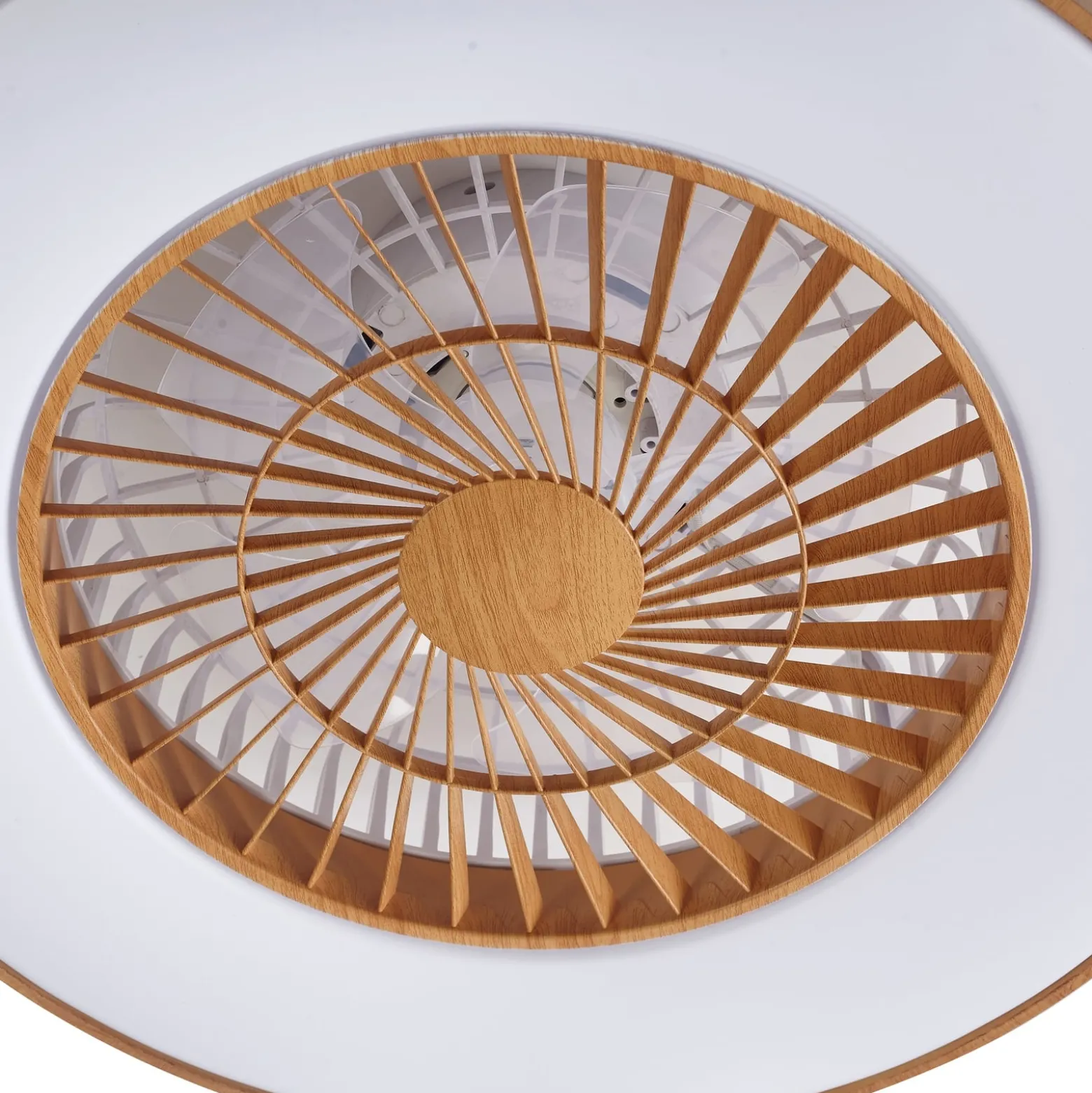 Lindby LED-kattotuuletin Teleo, Ø 58 cm, puunvärinen, CCT