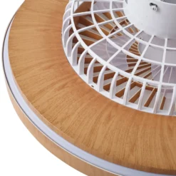 Lindby LED-kattotuuletin Teleo, Ø 58 cm, puunvärinen, CCT