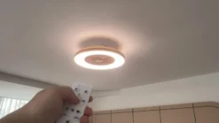 Lindby LED-kattotuuletin Teleo, Ø 58 cm, puunvärinen, CCT
