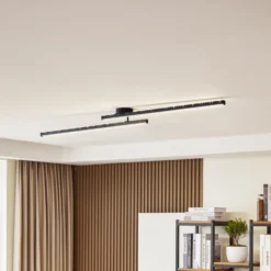 Lindby LED-kattovalaisin Aurendor, 135 cm, musta, metallia