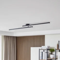Lindby LED-kattovalaisin Aurendor, 135 cm, musta, metallia