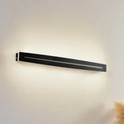 Lindby LED-kattovalaisin Benario, musta, alumiini, 80 cm