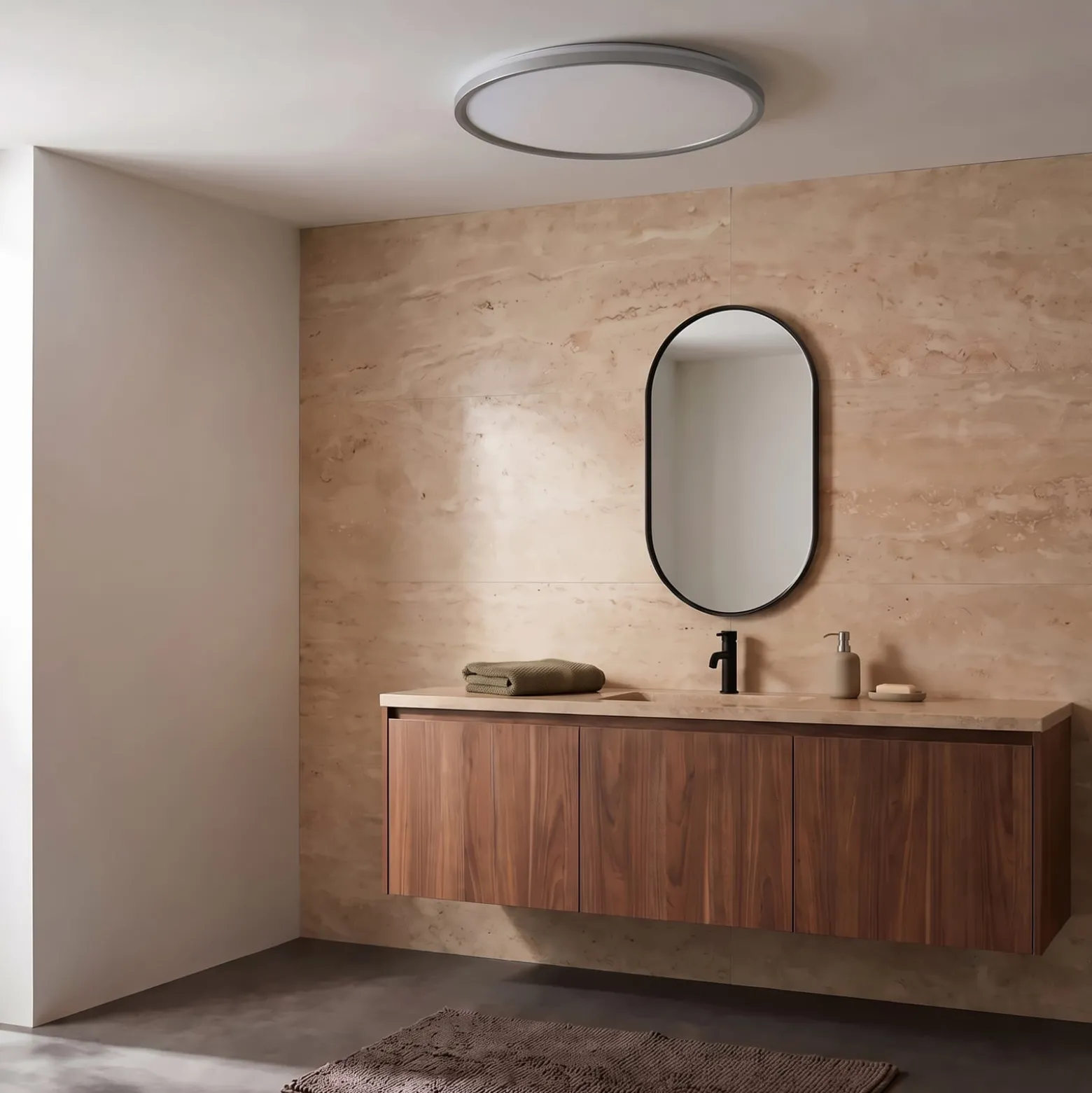Lindby LED-kattovalaisin Edmund, hopea, Ø 39 cm, CCT, IP44