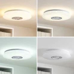 Lindby LED-kattovalaisin Elpida, kaiutin, valkoinen, Ø 39cm