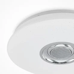 Lindby LED-kattovalaisin Elpida, kaiutin, valkoinen, Ø 39cm