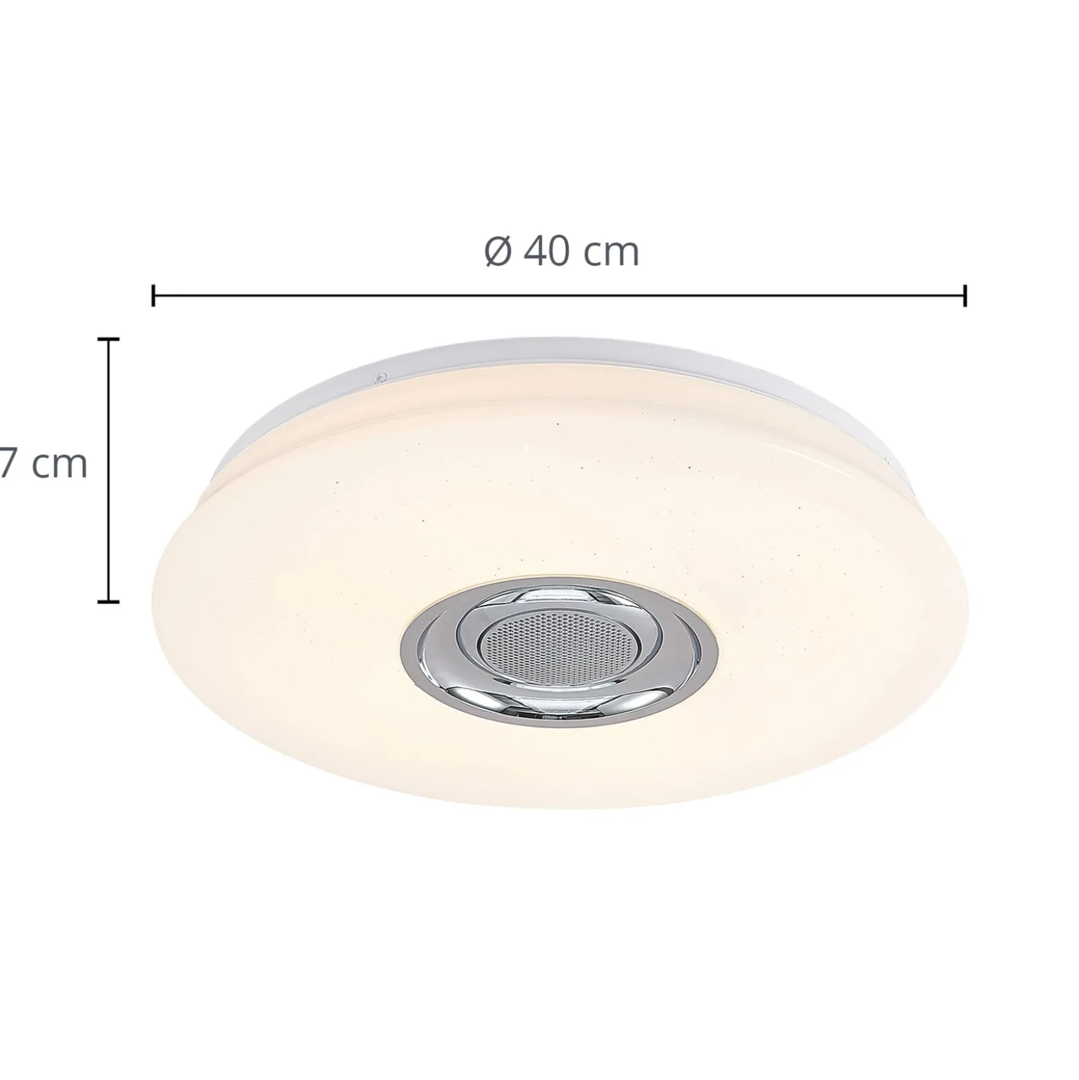 Lindby LED-kattovalaisin Elpida, kaiutin, valkoinen, Ø 39cm