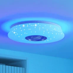 Lindby LED-kattovalaisin Elpida, kaiutin, valkoinen, Ø 39cm