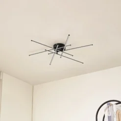 Lindby LED-kattovalaisin Elviano, Ø 80 cm, musta, 3 000 K