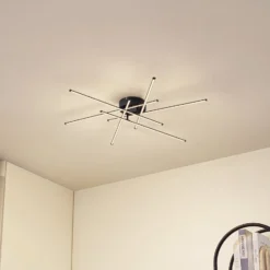 Lindby LED-kattovalaisin Elviano, Ø 80 cm, musta, 3 000 K