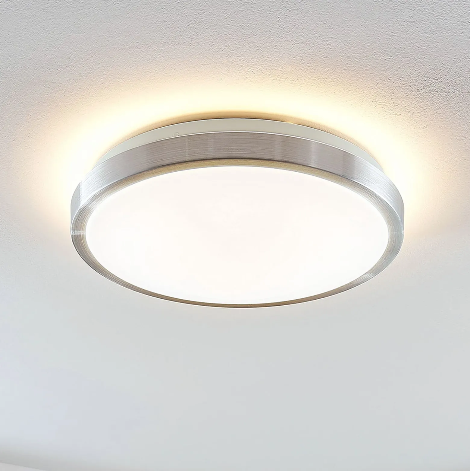 Lindby LED-kattovalaisin Emelie, Ø 35 cm, alumiininvärinen, metallia