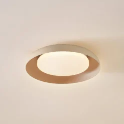 Lindby LED-kattovalaisin Florie, beige, metalli, Ø 40 cm